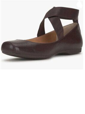 miss left Ganache Stretchy Crisscross Strap Ballerina Flats Square Toe Shoe